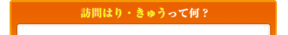 訪問はり・きゅうって何?