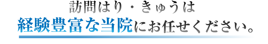 訪問はり・きゅうは経験豊富な当院にお任せください。